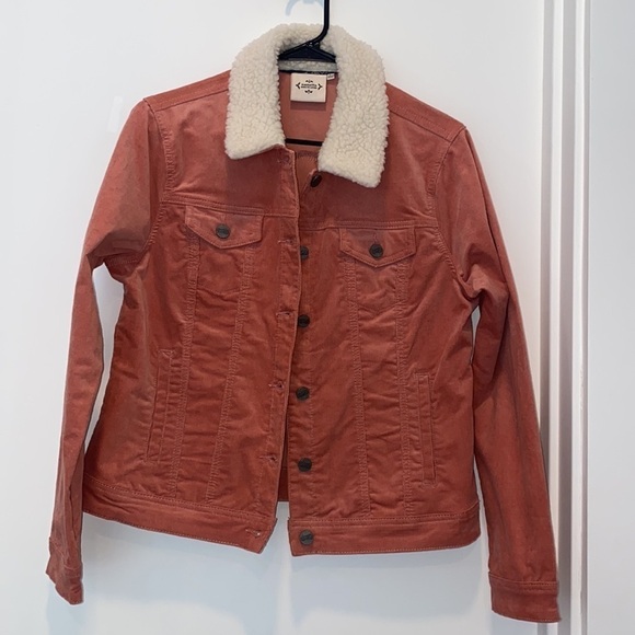 Nanette Lepore Pink Corduroy coat jacket with sherpa collar Large - Picture 3 of 7